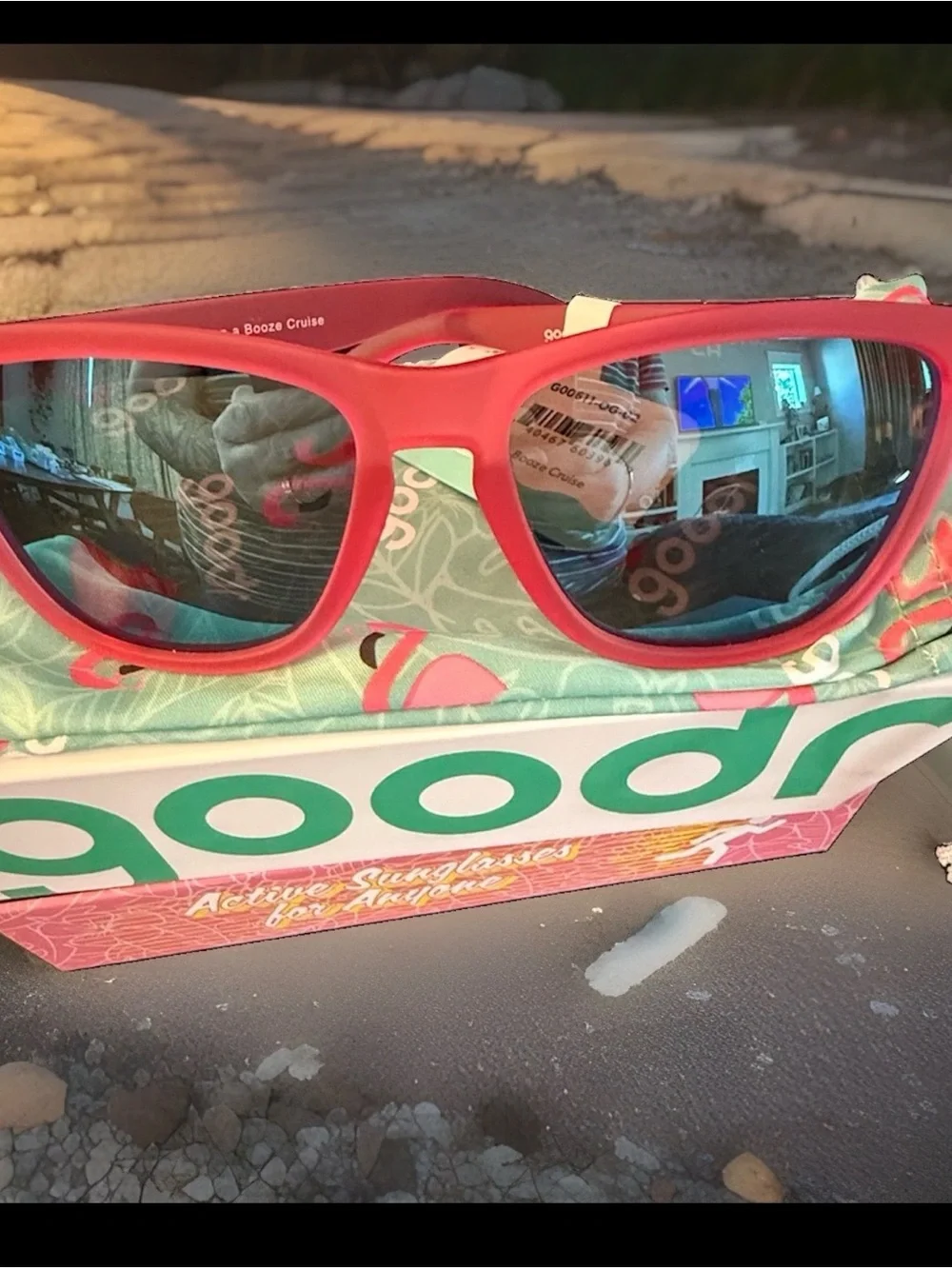 Goodr Pink Mirrored Active Sunglasses - Booze Cruise